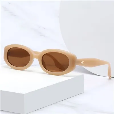 แว่นกันแดดทรงรีเล็กพลาสติกวินเทจ